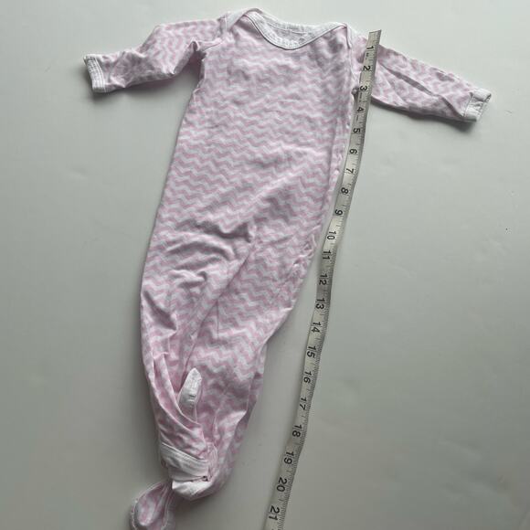 Pink Chevron Baby Sleeper Gown with Bottom Ties - Picture 3 of 4